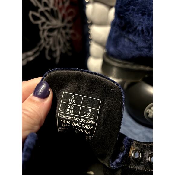 Dr Martens Midnight Blue Velvet Brocade 1460 Boots size 8/EU 39 - Picture 8 of 8